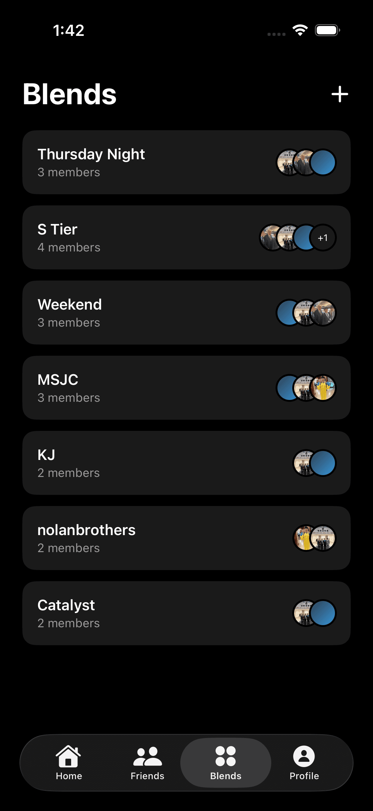 blnd app screen showing a group blend of movie picks